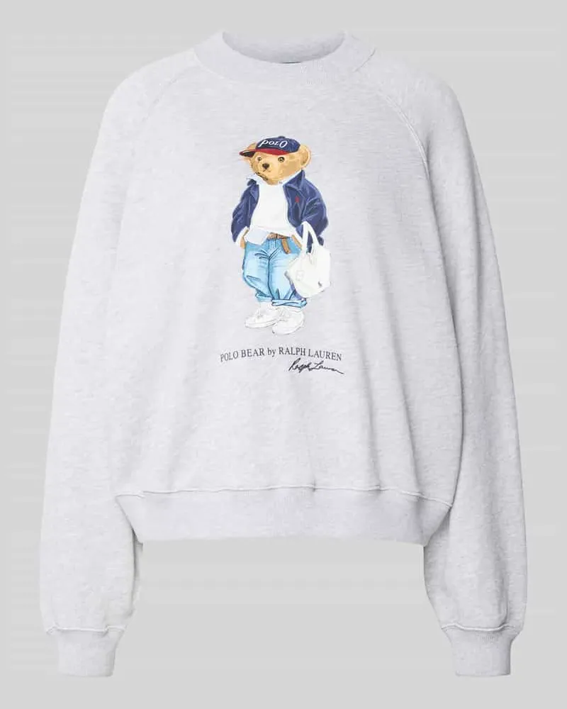 Ralph Lauren Regular Fit Sweatpullover mit Polo Bear Print Hellgrau