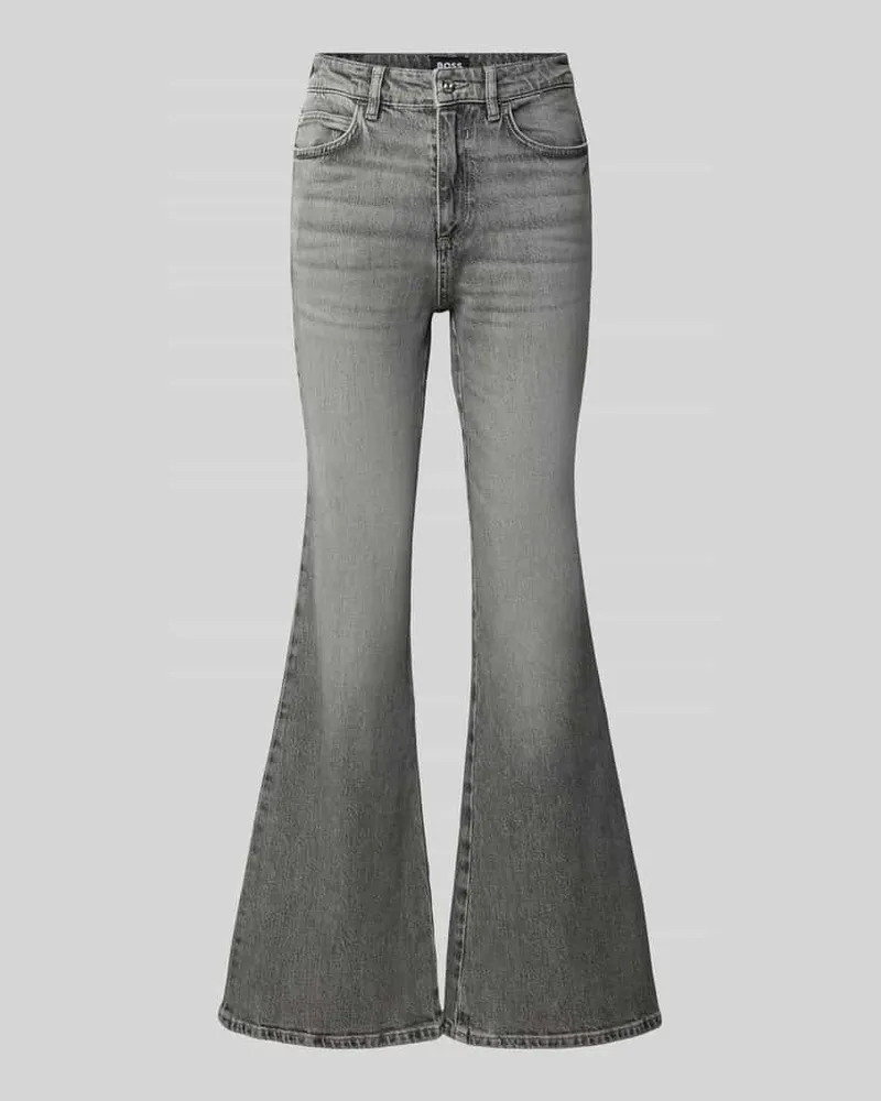HUGO BOSS Regular Fit Bootcut-Jeans aus Baumwoll-Mix Modell 'ROSALYA-FLARE 1.0 Mittelgrau