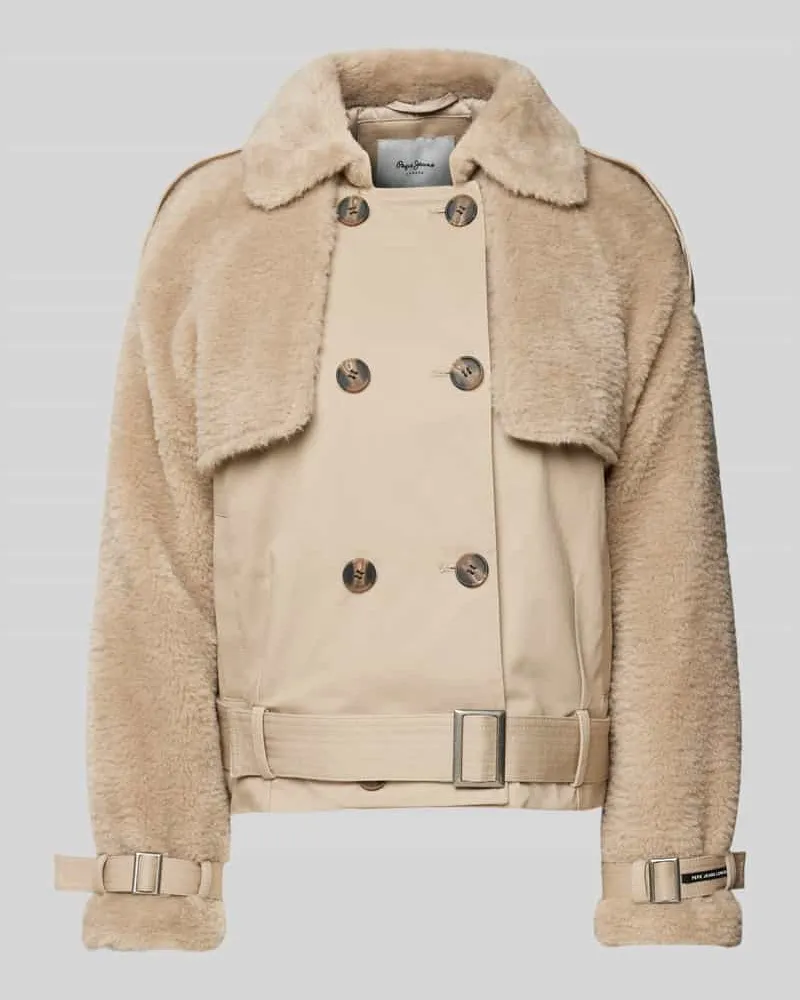 Pepe Jeans Regular Fit Jacke mit Kunstfellbesatz Modell 'FIONA Taupe