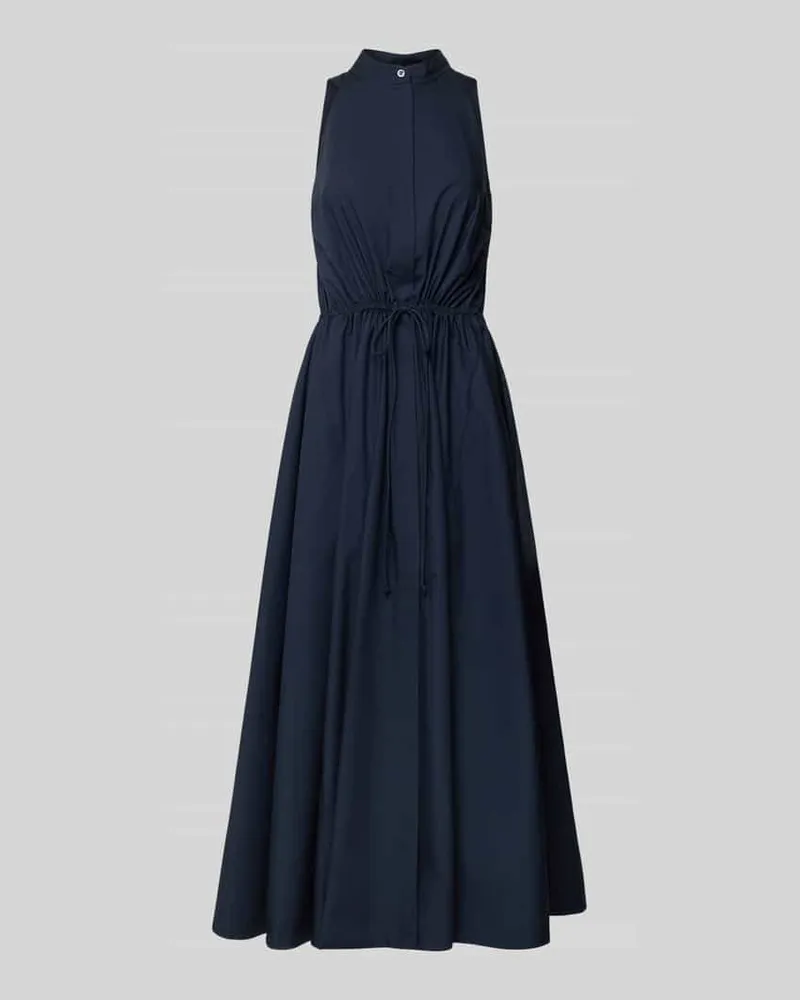 Emporio Armani Midikleid aus Baumwolle mit Schnürung Blau