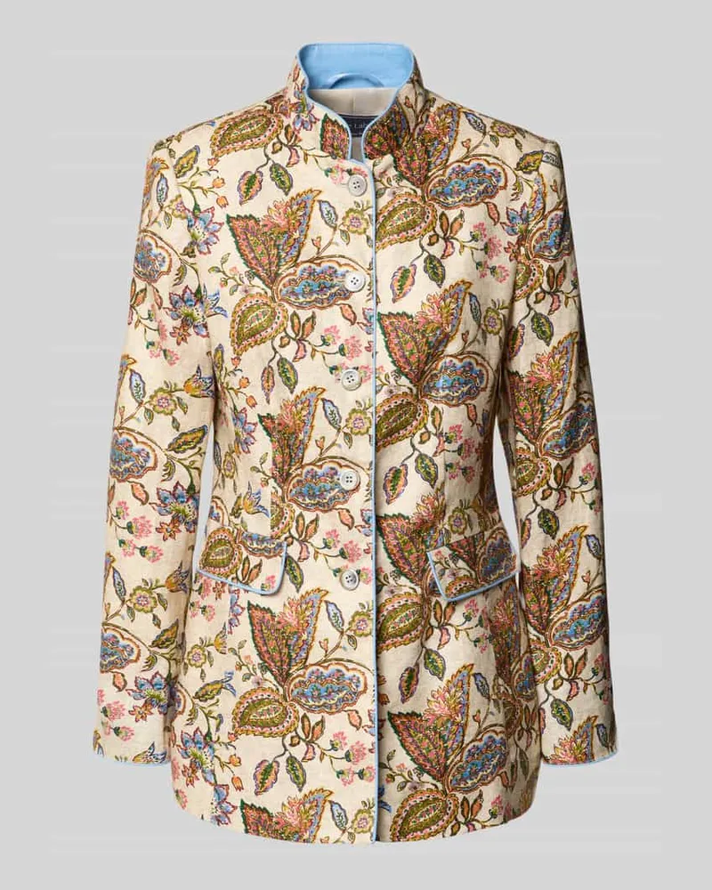 White Label Slim Fit Blazer aus Leinen mit Stehkragen Sand