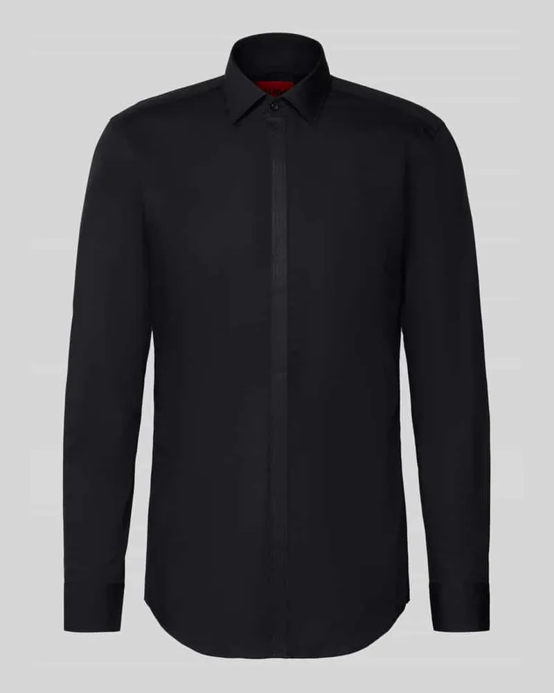HUGO BOSS Slim Fit Businesshemd aus reiner Baumwolle Modell 'KEIDI Black