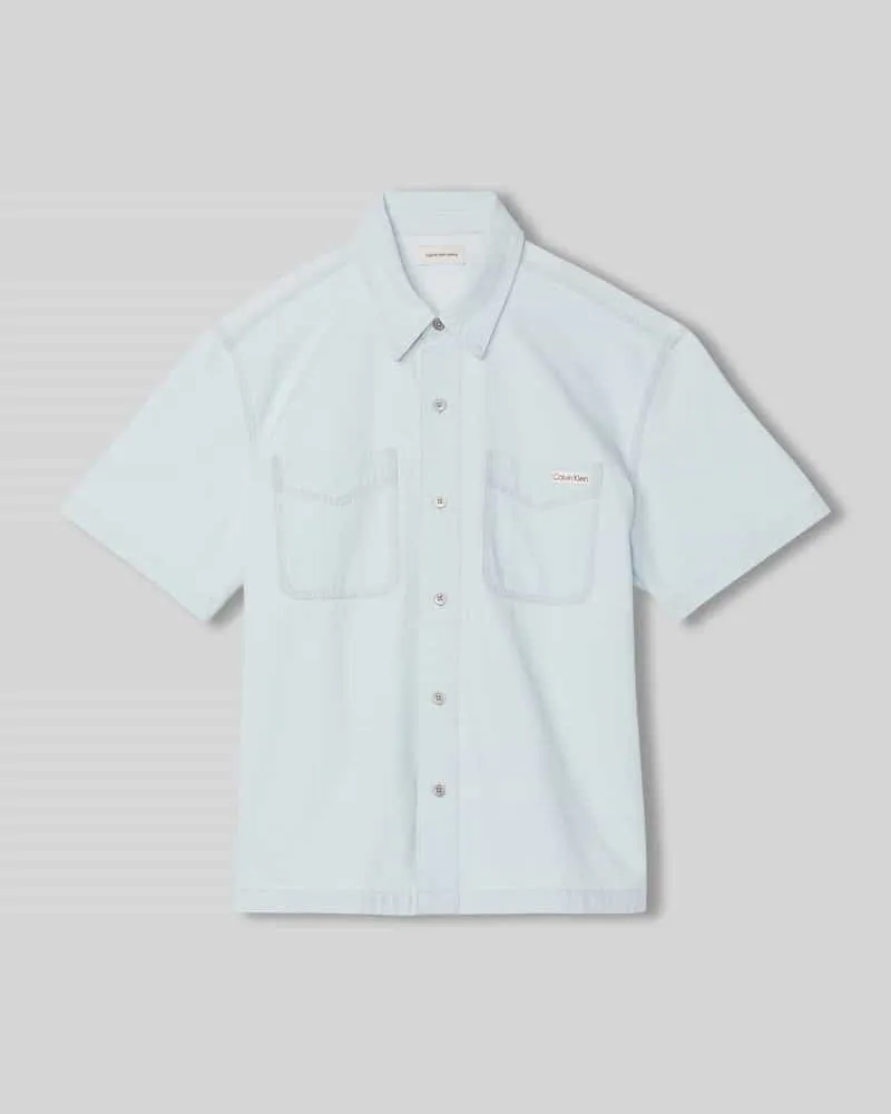 Calvin Klein Jeanshemd mit aufgesetzten Brusttaschen Hellblau
