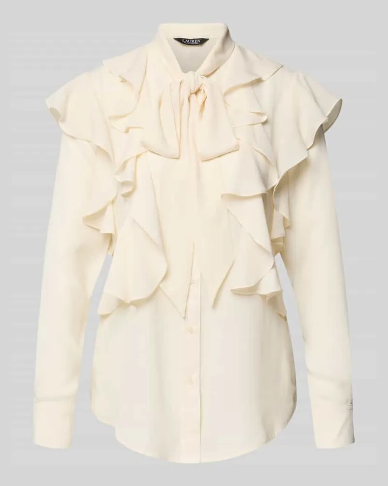 Ralph Lauren Regular Fit Schluppenbluse mit Volants Modell 'CHALON Ecru