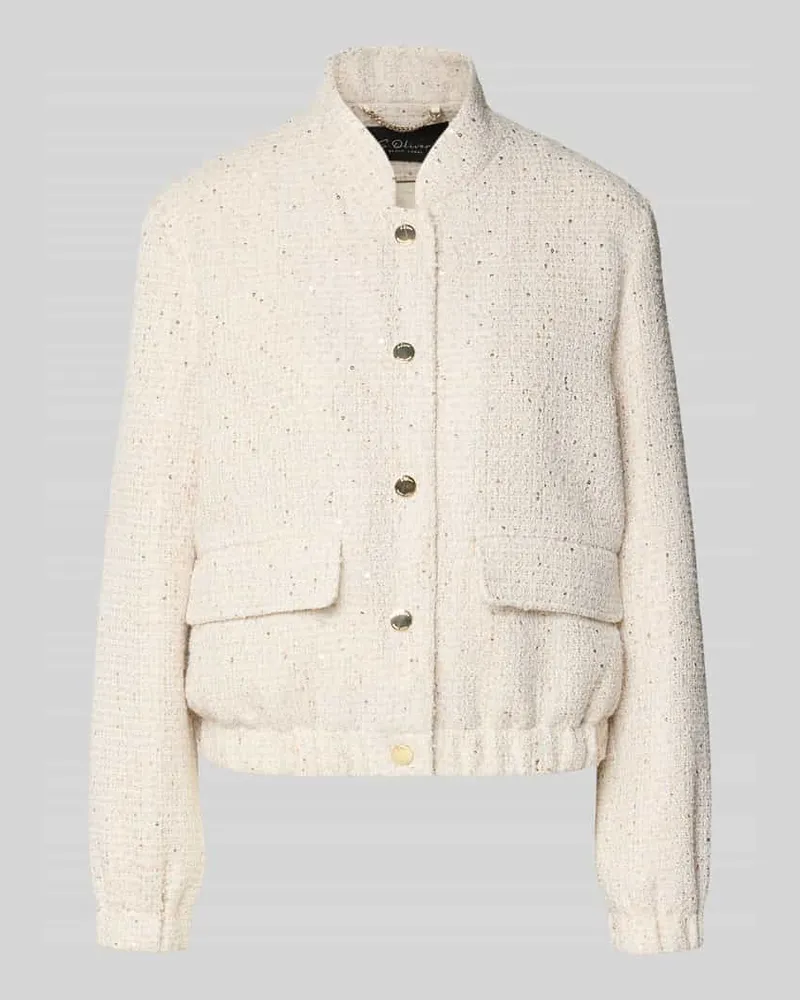 S.Oliver Regular Fit Kurzblazer mit Paillettenbesatz Beige
