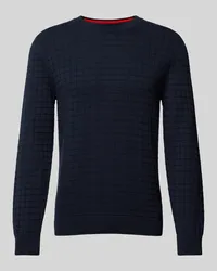 HUGO BOSS Strickpullover mit Strukturmuster Modell 'Scoult Marine