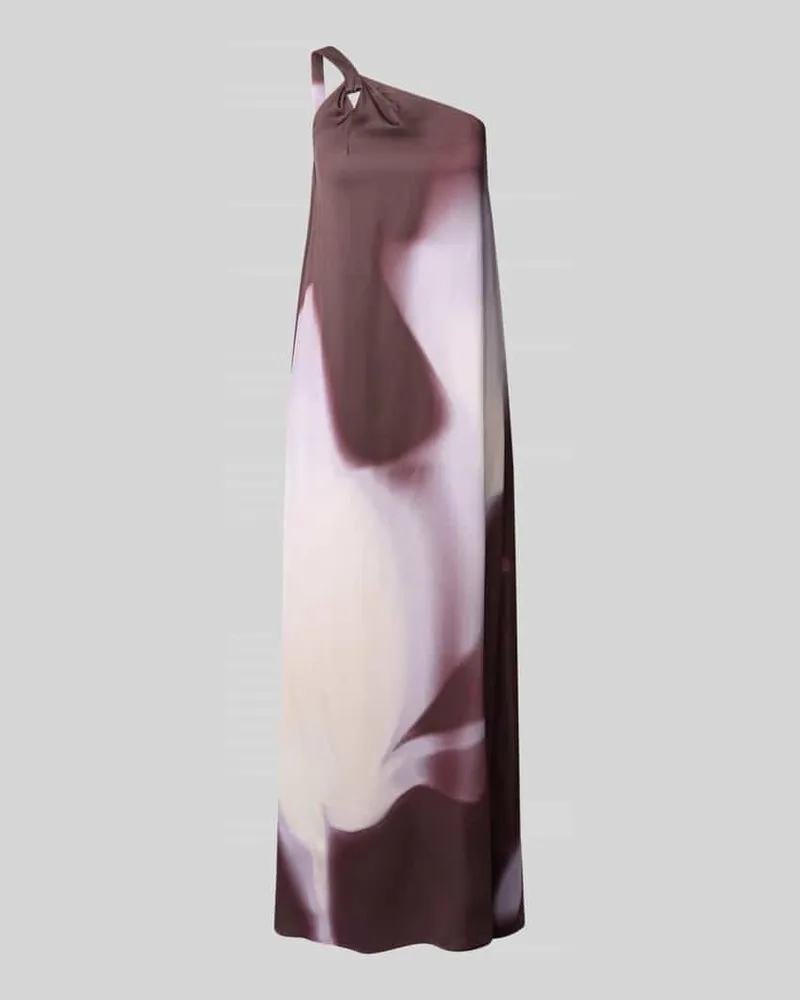 HUGO BOSS Regular Fit One Shoulder Maxikleid aus Viskose-Leinen-Mix Modell 'DANTEA Lila