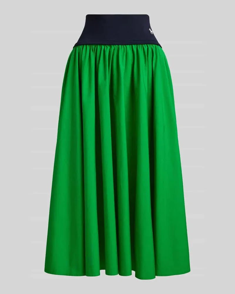 Ralph Lauren Ausgestellter Midi-Rock aus reiner Baumwolle Gruen