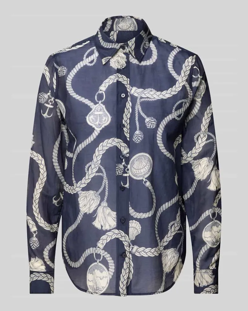 Gant Regular Fit Bluse aus Baumwoll-Seiden-Mix Marine