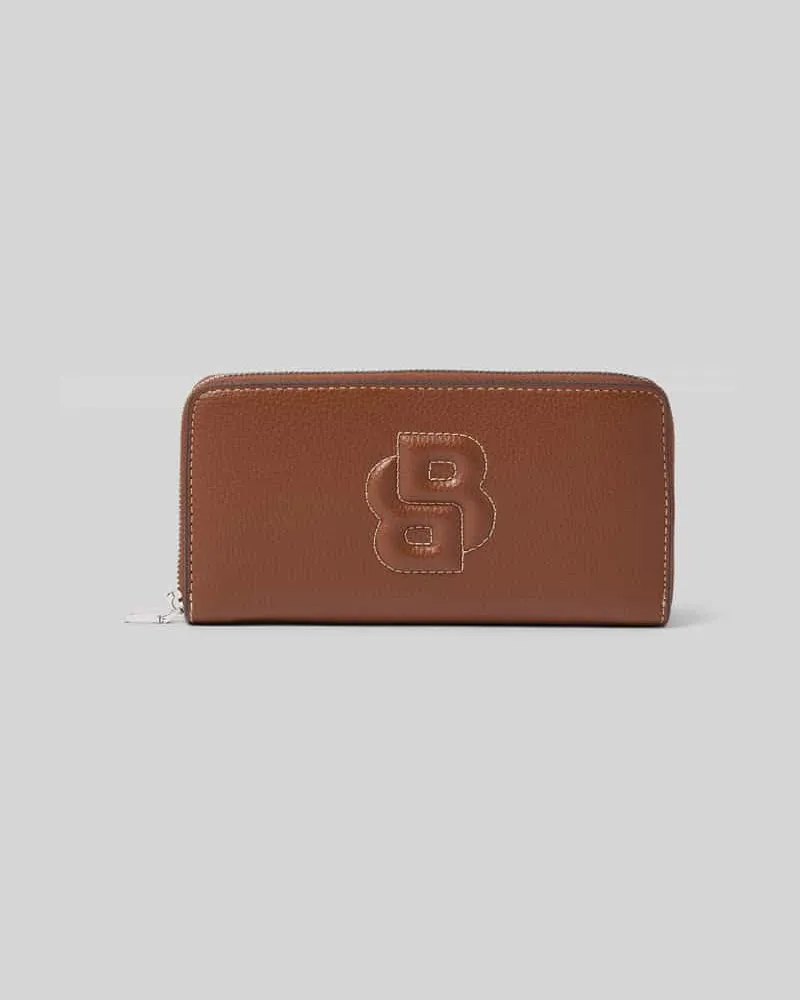 HUGO BOSS Portemonnaie mit Stitching-Detail Modell 'ANETT Cognac