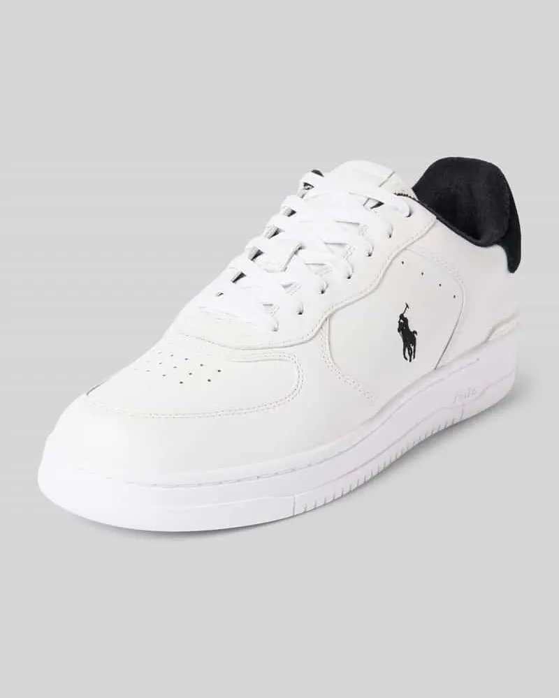 Ralph Lauren Ledersneaker mit Logo-Stitching Modell 'MASTERS Weiss