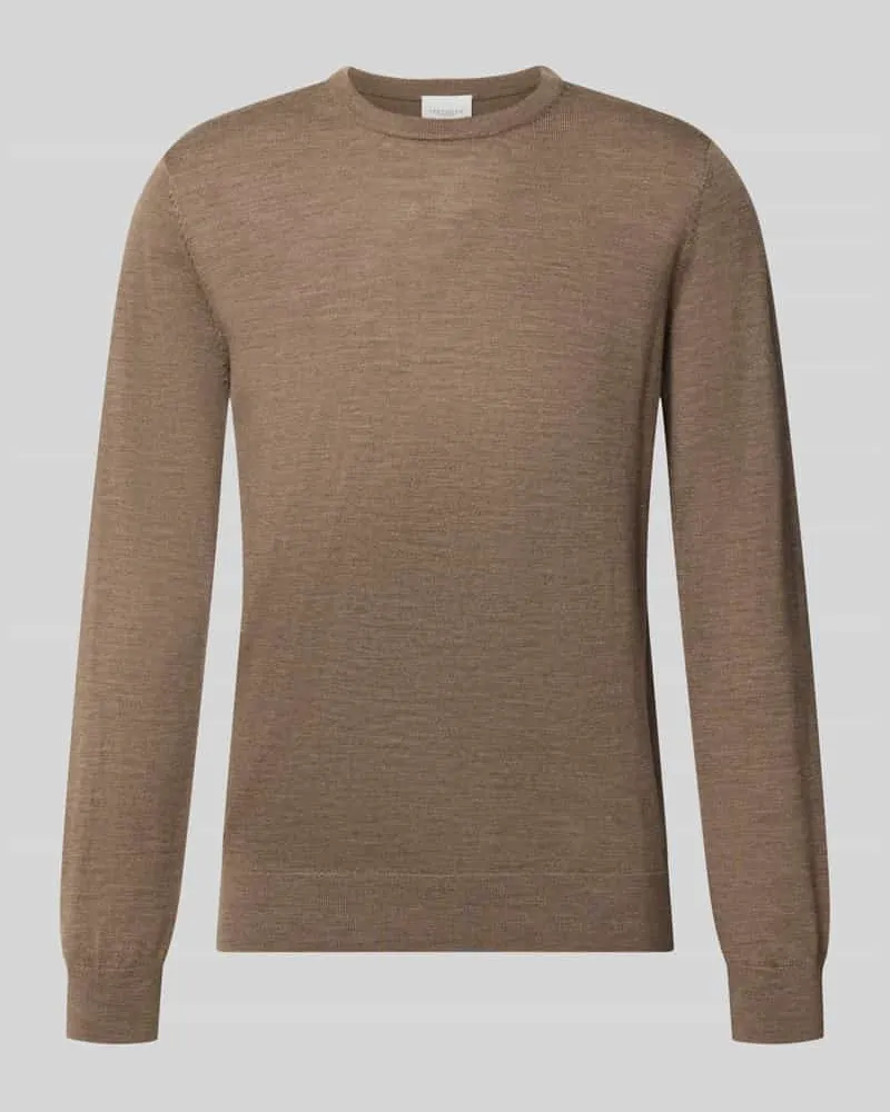 Profuomo Regular Fit Strickpullover aus reiner Wolle Mittelbraun