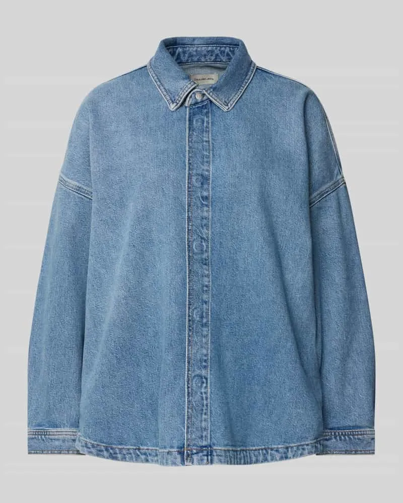 Calvin Klein Hemdbluse in Denim-Optik Jeansblau