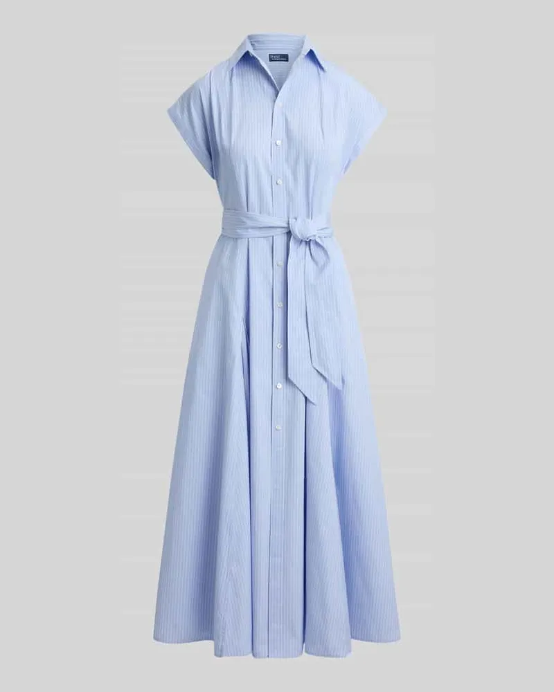 Ralph Lauren Tailliertes Hemdblusenkleid aus reiner Baumwolle Hellblau