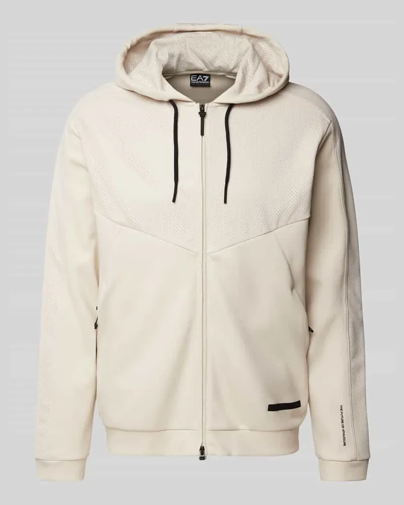 EA7 Sweatjacke mit Kapuze Offwhite
