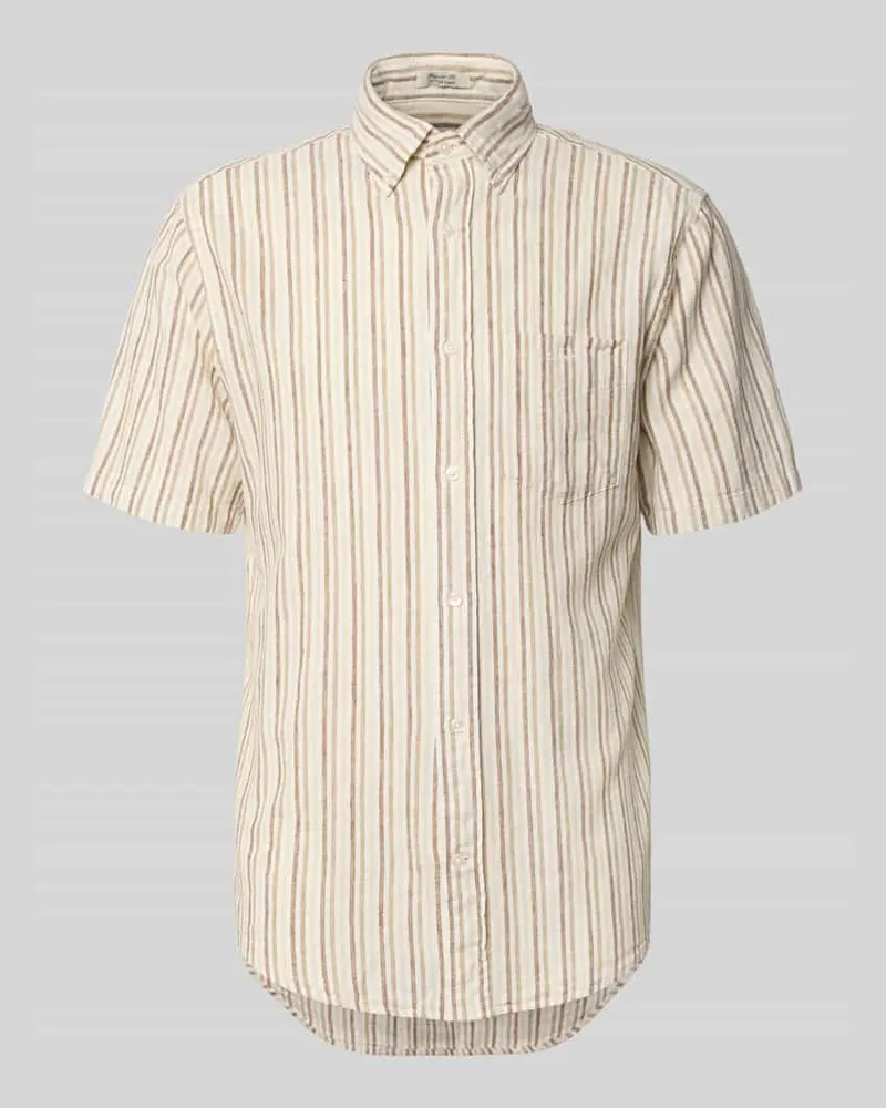 Gant Slim Fit Leinenhemd mit Brusttasche Beige