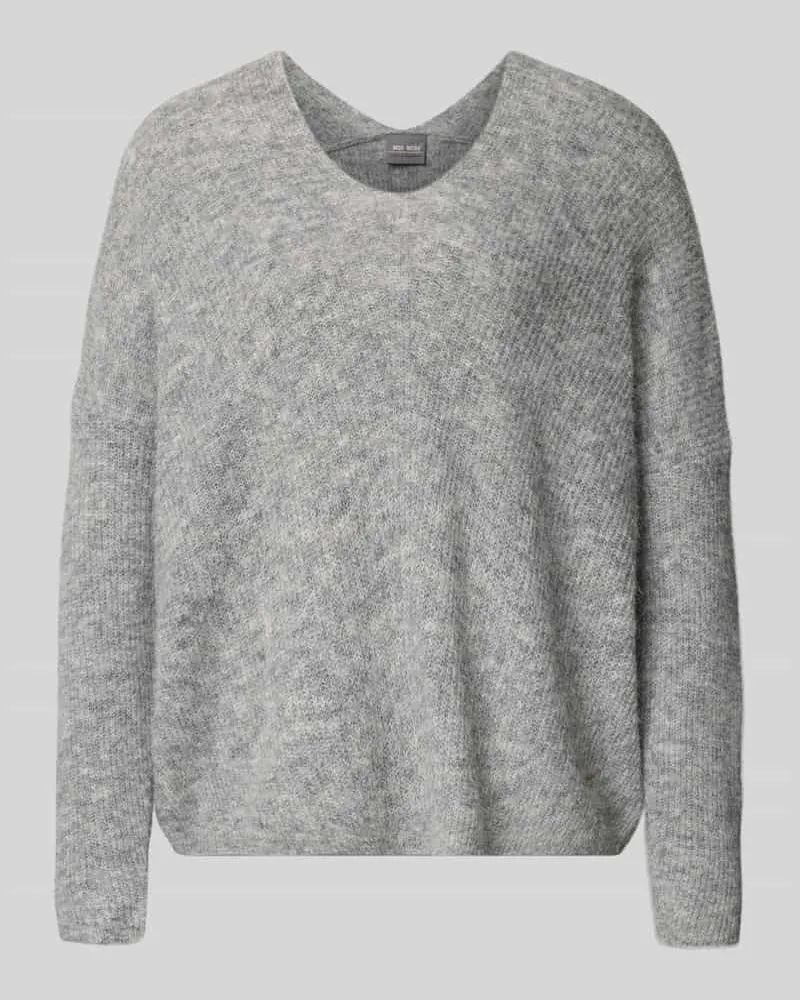 Mos Mosh Oversized Strickpullover mit gerippten Abschlüssen Modell 'THORA Hellgrau