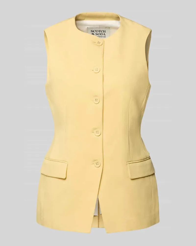 Scotch&Soda Weste aus Lyocell-Baumwoll-Mix mit Pattentaschen Hellgelb
