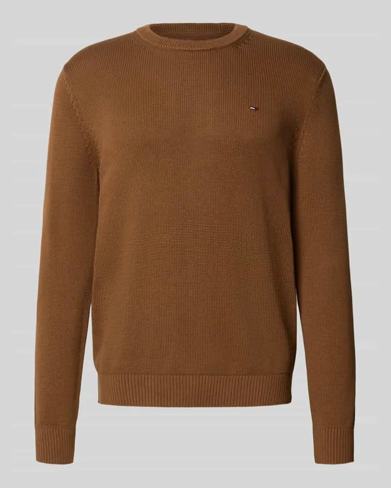 Tommy Hilfiger Regular Fit Strickpullover aus reiner Baumwolle Mittelbraun
