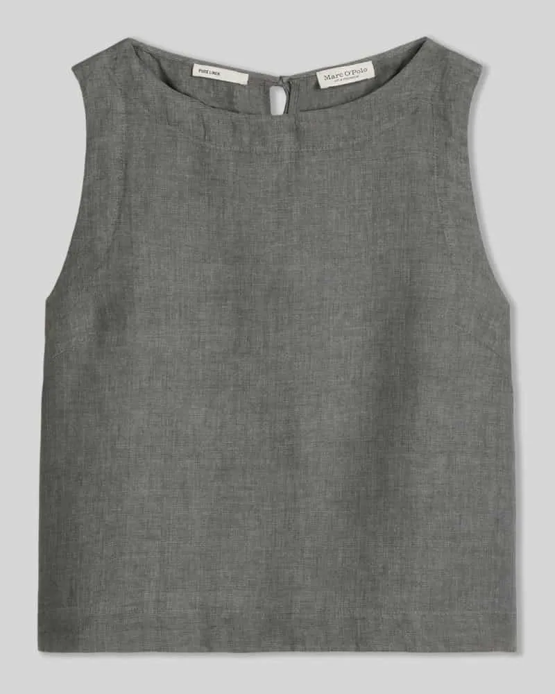 Marc O'Polo Regular Fit Blusentop aus reinem Leinen Mittelgrau