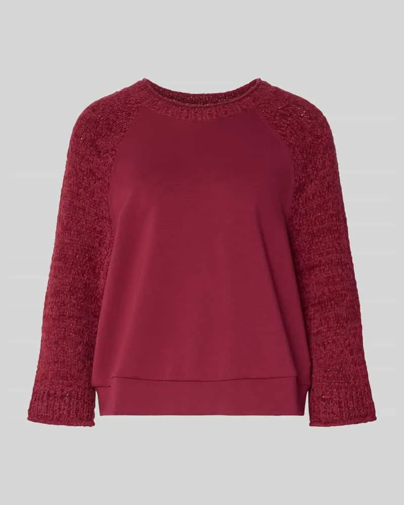 Marc Cain Relaxed Fit Pullover mit Strick-Besatz Kirsche