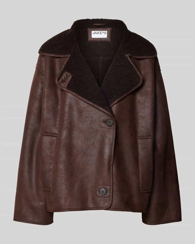 JAKE*S Relaxed Fit Jacke mit Reverskragen Dunkelbraun