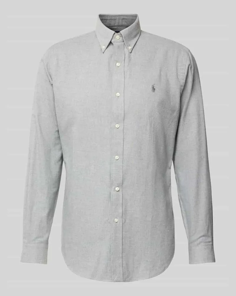 Ralph Lauren Custom Fit Freizeithemd mit Button-Down-Kragen Hellgrau