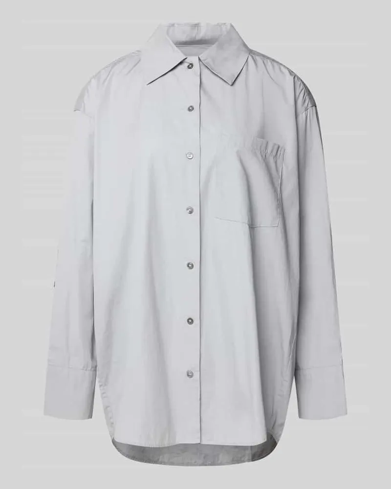 Marc O'Polo Oversized Hemdbluse aus reiner Baumwolle Hellblau