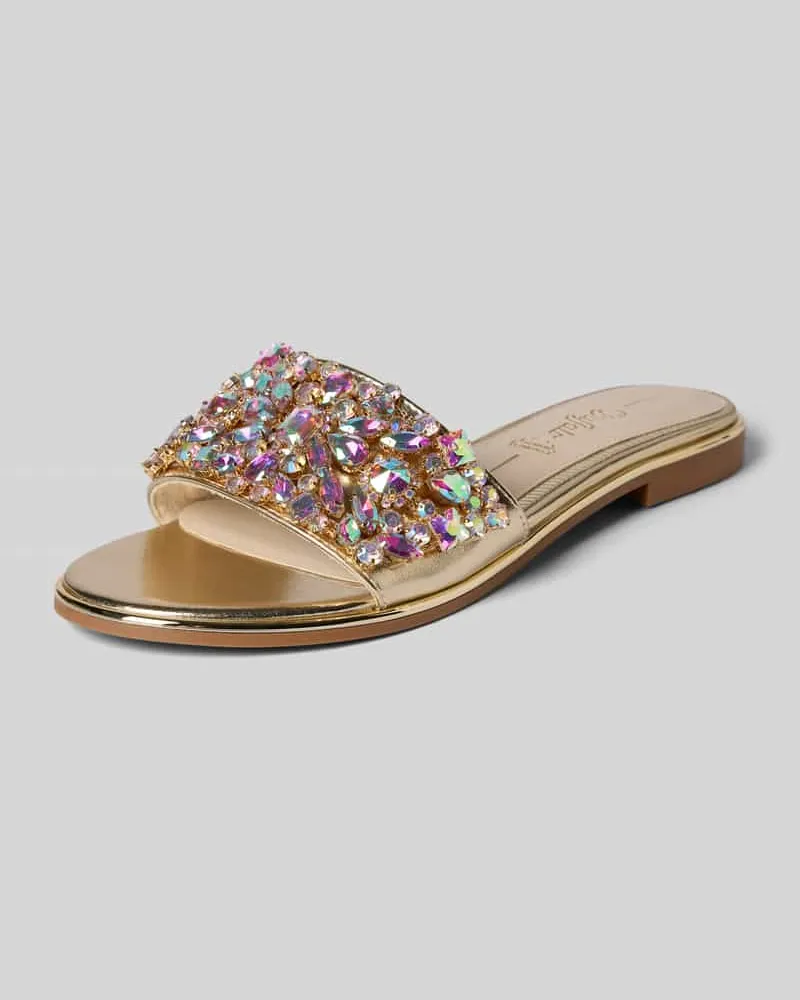 Buffalo Sandalette mit Ziersteinbesatz Modell 'KIRA SLIDE Gold