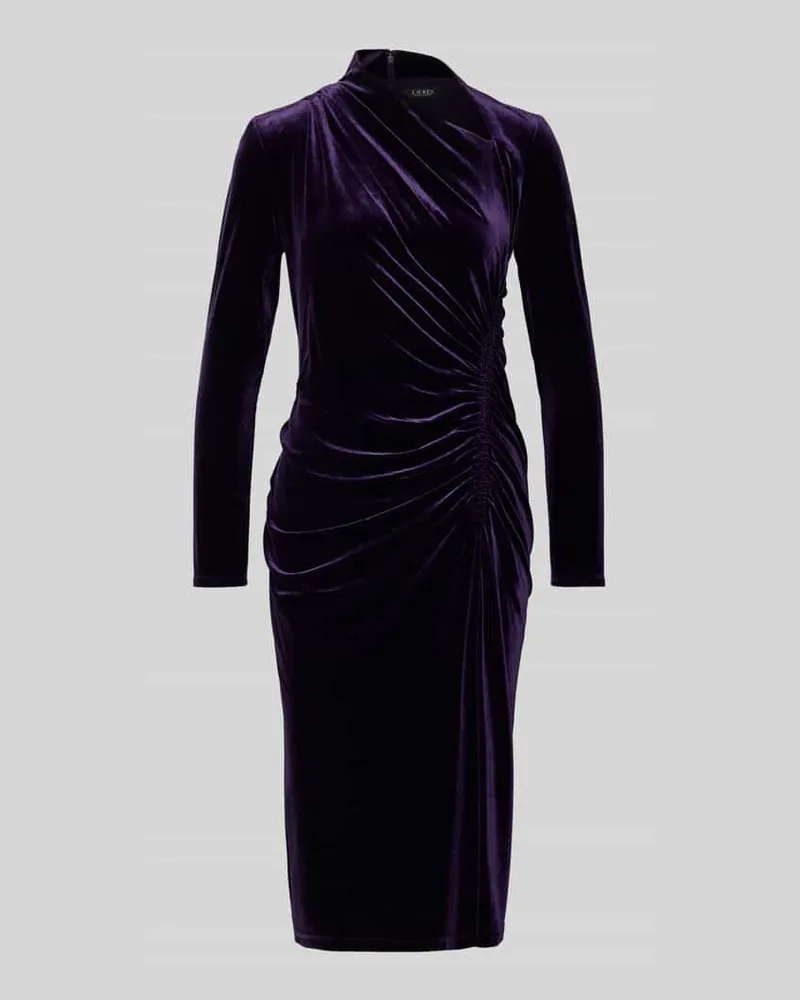 Ralph Lauren Midikleid aus Samt mit Raffungen Modell 'FELRAD Violett