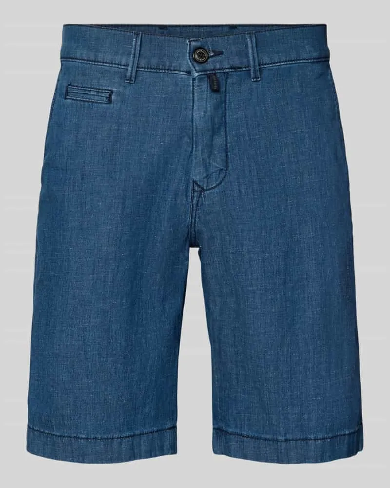 Pierre Cardin Regular Fit Bermudas in Denim-Optik mit Paspeltasche Blau