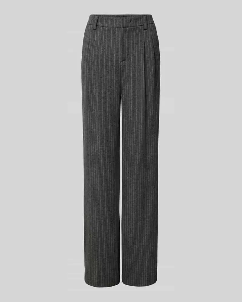 Oui  Straight Leg Stoffhose mit Bundfalten Mittelgrau