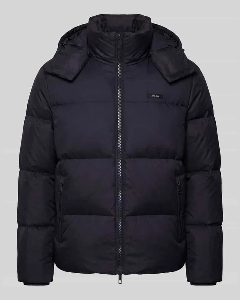 Calvin Klein Regular Fit Daunenjacke mit abnehmbarer Kapuze Marine