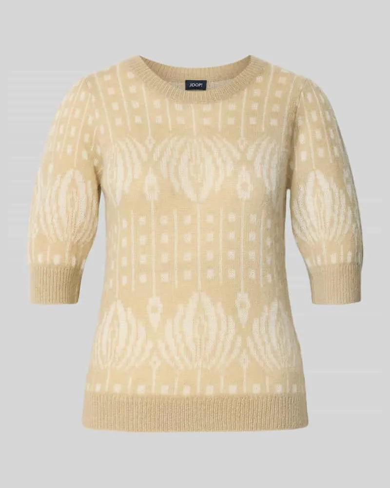 JOOP! Slim Fit Strickpullover mit 1/2-Arm Modell 'Kathe Beige