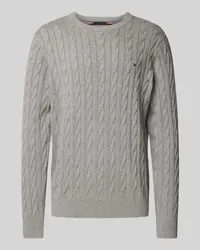 Tommy Hilfiger Strickpullover mit Zopfmuster Hellgrau