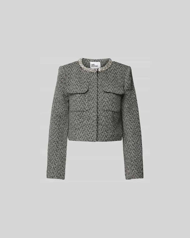 Self-Portrait Cropped Jacke mit Pattentaschen Black