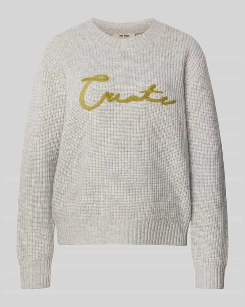 Mos Mosh Strickpullover mit Rundhalsausschnitt Modell 'Brynna Mittelgrau