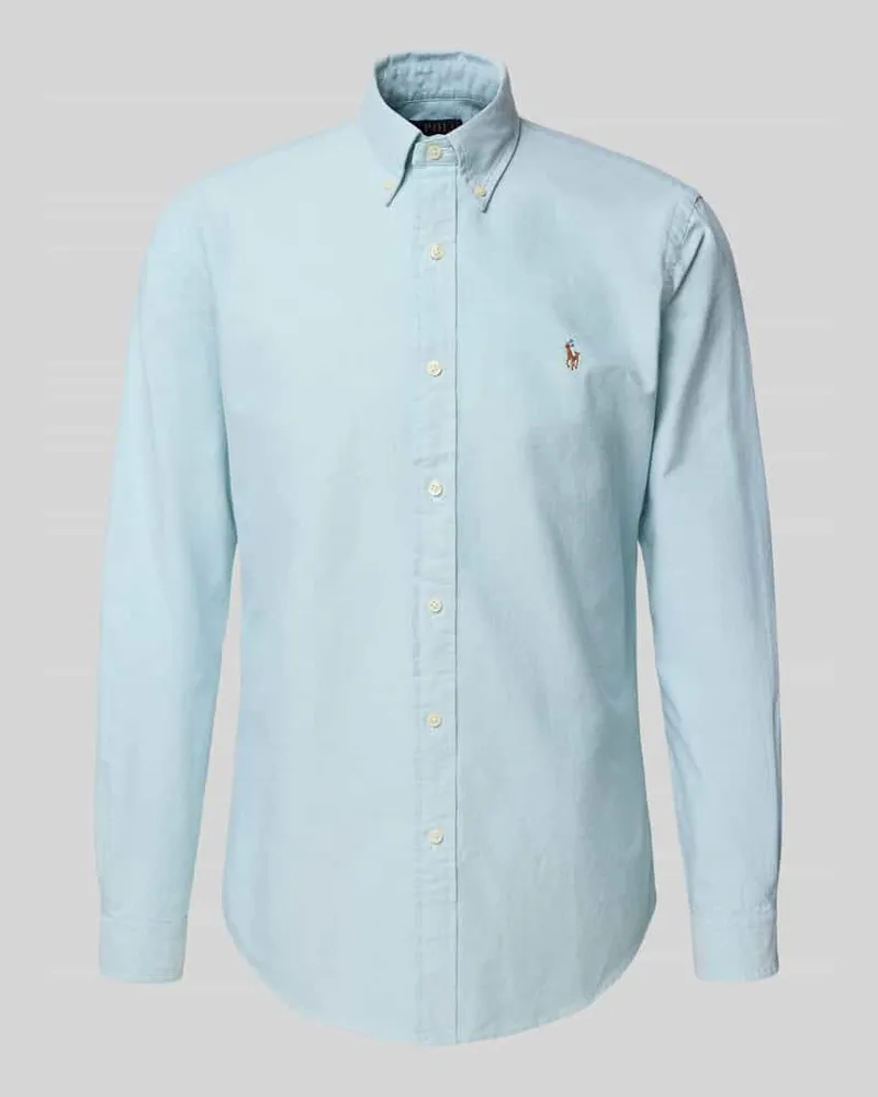 Ralph Lauren Custom Fit Freizeithemd mit Button-Down-Kragen Hellgruen