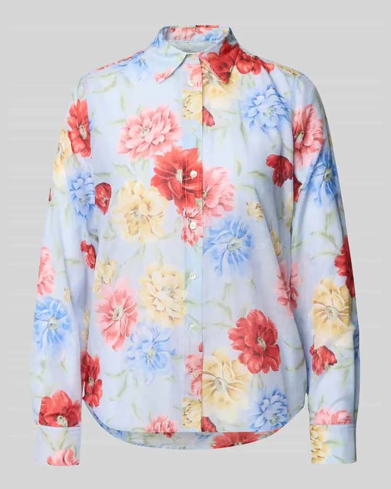 Gant Bluse mit Seide-Anteil und Hemdblusenkragen Hellblau