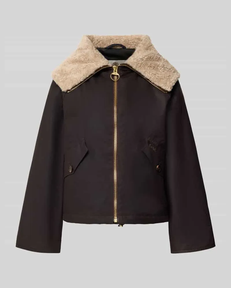 Barbour Bomberjacke mit kontrastierendem Fellkragen Dunkelbraun