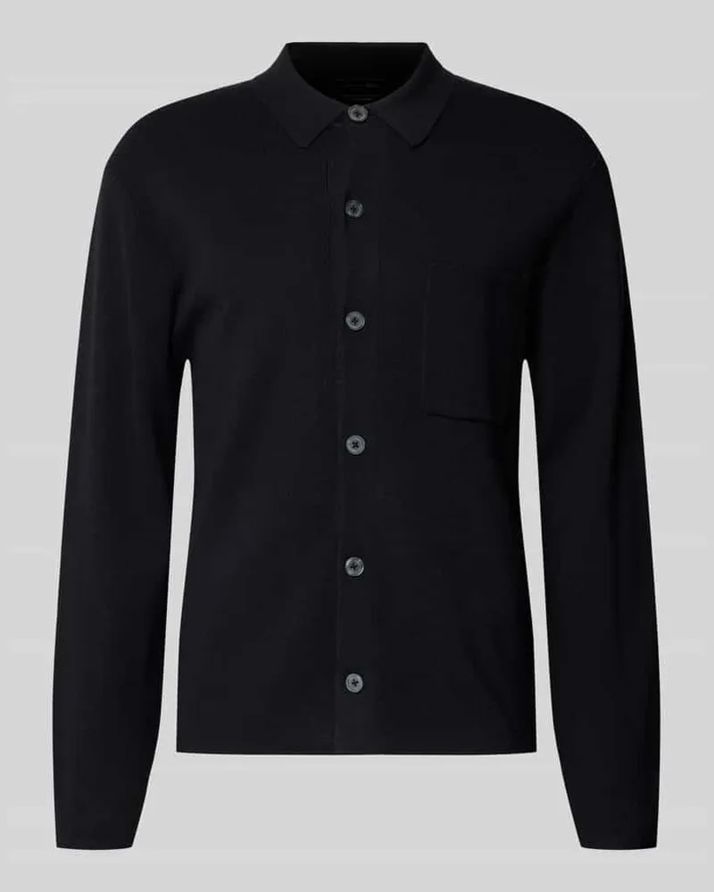 Christian Berg Cardigan aus Woll-Mix mit Brusttasche Black