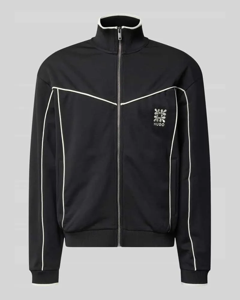 HUGO BOSS Relaxed Fit Sweatjacke aus Baumwoll-Mix Modell 'DARYNT Black