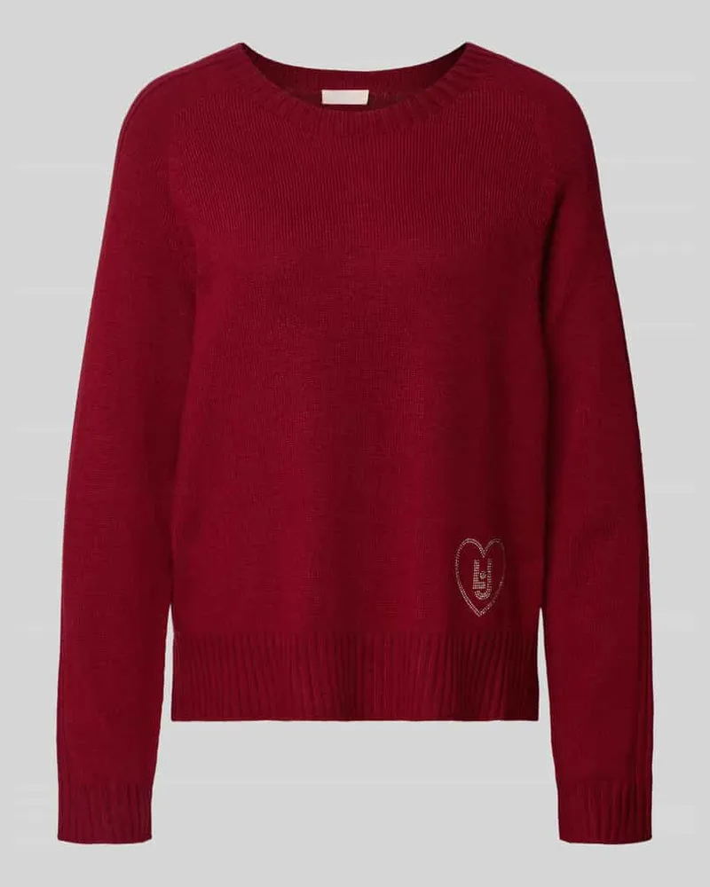 Liu Jo Strickpullover mit Rundhalsausschnitt und Ziersteinbesatz Dunkelrot