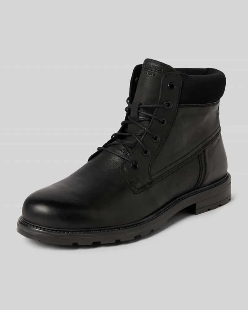 Jack & Jones Schnürstiefel mit Logo-Prägung Modell 'CRANFIELD Black