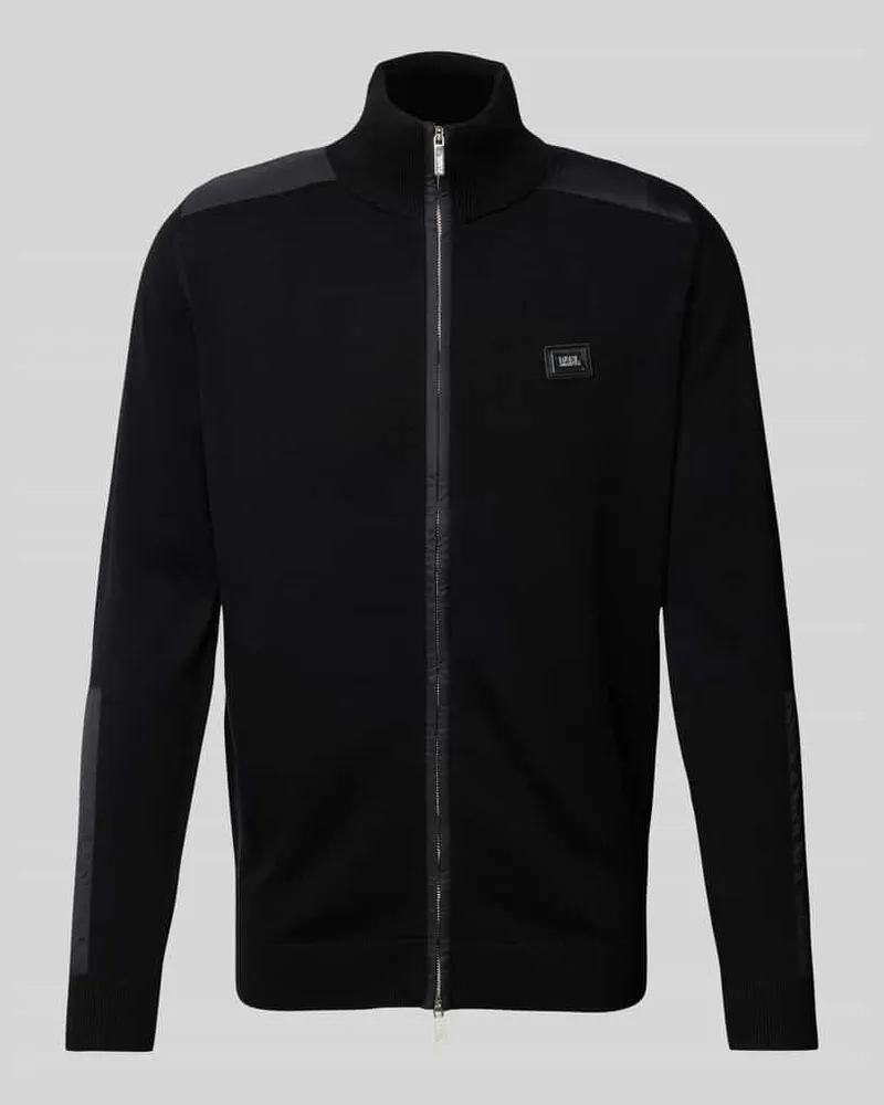 Karl Lagerfeld Strickjacke mit Label-Patch Black