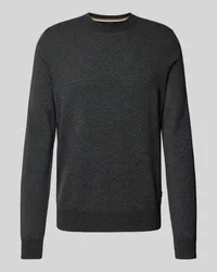 HUGO BOSS Strickpullover mit gerippten Abschlüssen Modell 'Eltoro Black