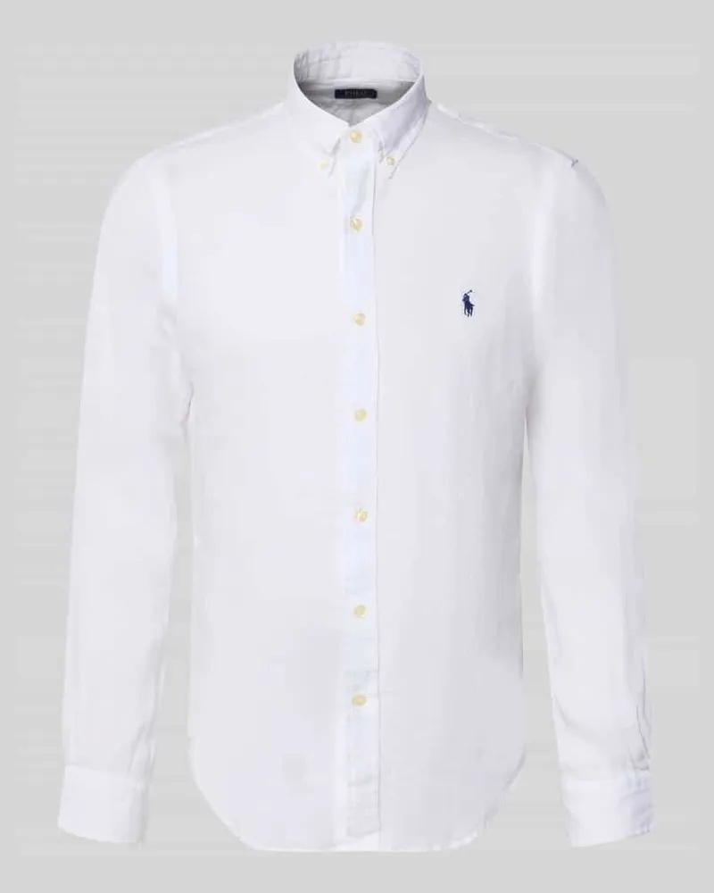 Ralph Lauren Slim Fit Freizeithemd aus reinem Leinen Weiss