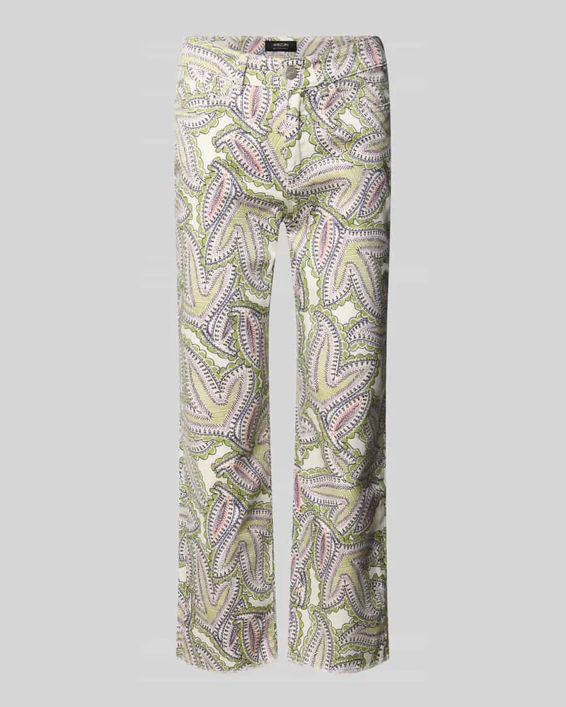 Marc Cain Flared Fit Jeans mit Allover-Paisley-Print Weiss