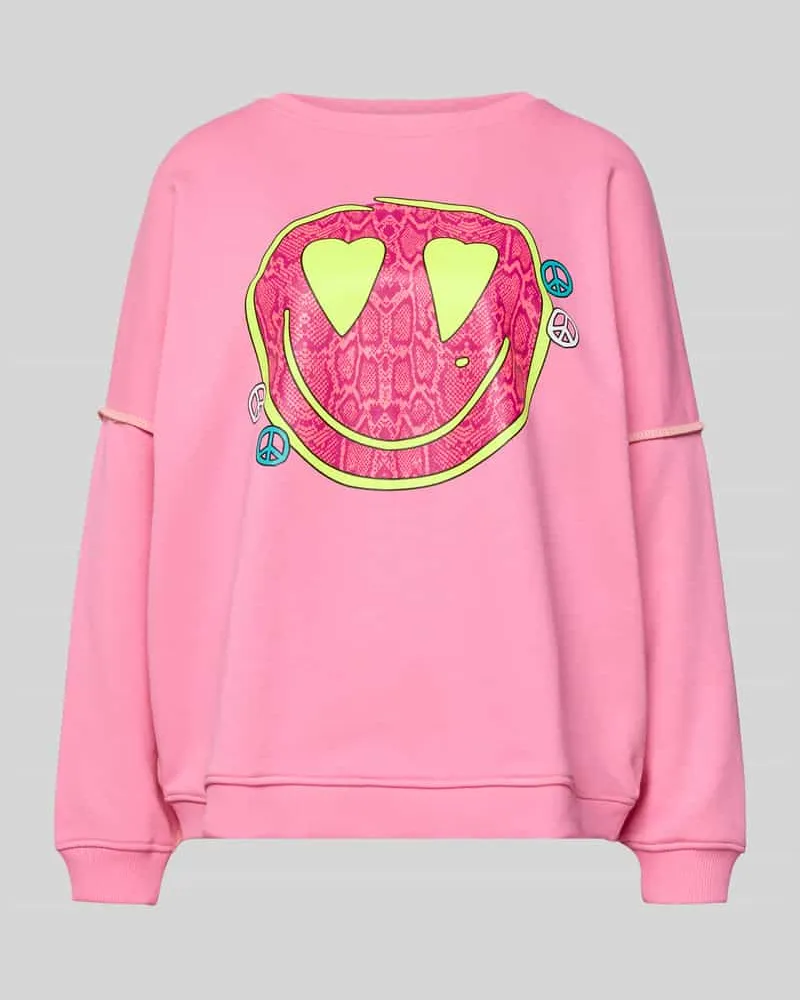 Miss Goodlife Oversized Sweatshirt mit Motiv-Print Rosa
