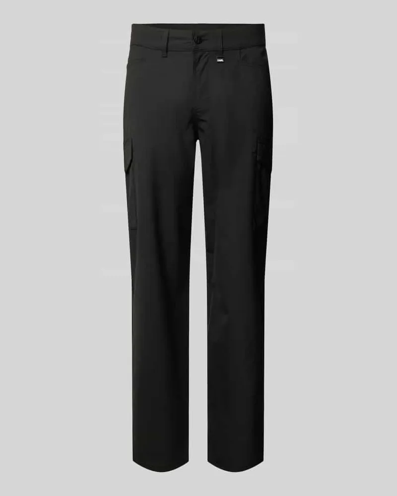 Karl Lagerfeld Regular Fit Cargohose mit Label-Applikation Black